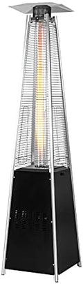 Nuu Garden Outdoor Propane Patio Heater, Pyramid Outdoor Heater with Wheels, Hammered Bronze Tower Portable Heater with Quartz Glass Tube for Garden, Terrace, Black by NUUGARDENCORPORATION