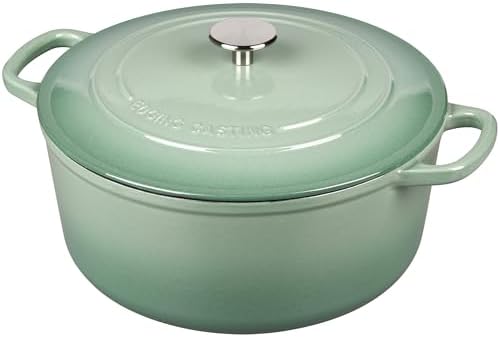 EDGING CASTING Enameled Dutch Ovens Cast Iron Dutch Oven Pot with Lid for Bread Baking, Cook, Dual Handle, 7 Quart, Sage Green - Image 4
