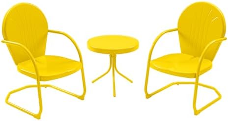 Outdoor 3-Piece Metal Bistro Set, Patio Conversation Set of 2,Yellow by RICNOD