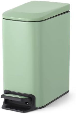 Cesun Small Bathroom Trash Can with Lid, 1.6 Gal, Soft Close, Sage Green by Cesun