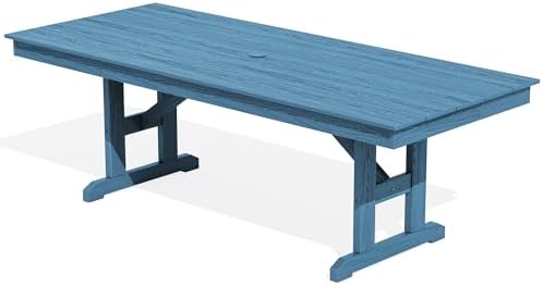 SERWALL Outdoor 84" HDPE Rectangular Dining Table for 6-8,All-Weather,Blue by SERWALL