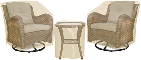 Patio Furniture Covers,Outdoor Furniture Cover Waterproof,Patio Furniture Set Covers for 3 Piece Outdoor Bistro,Patio Sofa Covers Set for 2 Chairs and Coffee Table,Beige - Image 4