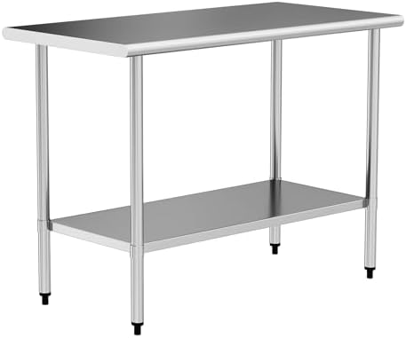 Stainless Steel Table 24 x 60 Inches Metal Food Prep Worktable with Adjustable Undershelf for Kitchen, Outdoor, Restaurant, Bar & Garage by Chingoo