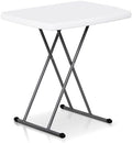 SUPER DEAL 2.5 Foot Plastic Folding Table, Indoor Outdoor Portable Heavy Duty Adjustable Height Kitchen or Camping Barbecues Picnic Party Tray Table, White by Superdeal