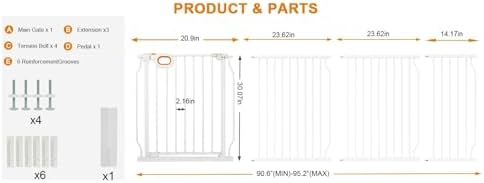 90.6-95.2 Inch Extra Wide Baby Gate for Stairs Doorways - Image 4