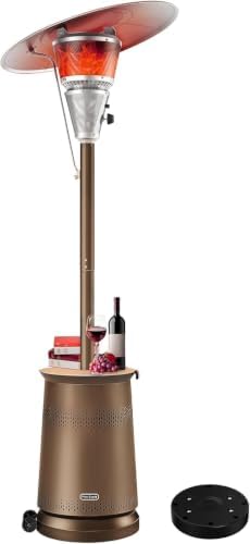 50,000 BTU Patio Heater for Outdoor Use With Adjustable Heat Focusing Top, Portable Propane Patio Heater with Wheels, Stainless Steel Burner for Porch, Deck, Garden, Commercial (Brown) by MarsExplo