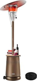 50,000 BTU Patio Heater for Outdoor Use With Adjustable Heat Focusing Top, Portable Propane Patio Heater with Wheels, Stainless Steel Burner for Porch, Deck, Garden, Commercial (Brown) by MarsExplo