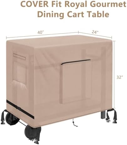 Kovshuiwe Outdoor Dining Cart Cover - Heavy Duty Waterproof Cover for Royal Gourmet Cart Flattop Worktable PC3401S & PC3401B, Compatible with 40 inch Outdoor Utility Cart-40 x 24 x 32 Inch, Khaki - Image 2