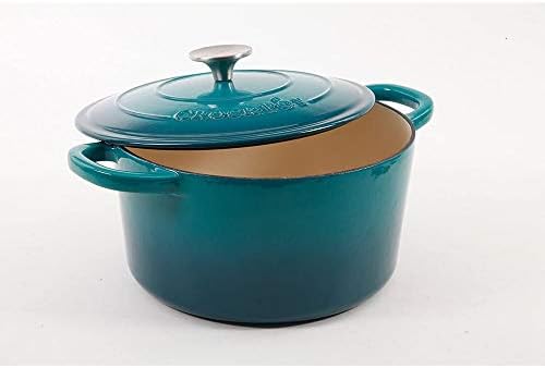 Crock-Pot Artisan 5-Quart Round Enameled Cast Iron Dutch Oven – Teal Ombre, Durable Heavy-Duty Cookware for Slow Cooking, Roasting, Baking with Lid - Image 4