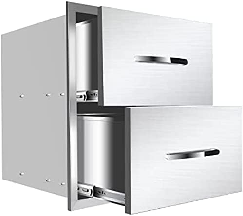 AHLOKI Stainless Steel with Chrome Handle BBQ Island Drawers for Outdoor Kitchen Or Grill Station,18Wx23Dx15H by RIGMEC