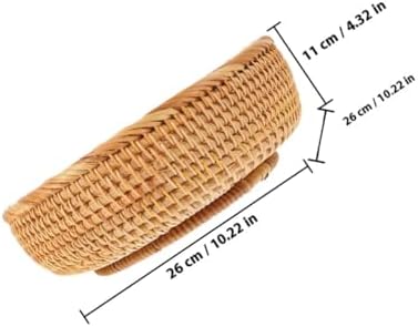 Rattan Woven Picnic Basket, Vintage Khaki Fruit Storage Organizer - Image 2