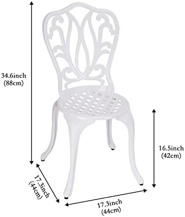 3 Piece Bistro Set,Outdoor Patio Set,Anti-Rust Cast Aluminum Bistro Table Set for Park Yard Front Porch Furniture(New White)… - Image 5