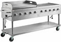 Commercial Stainless Steel Outdoor Liquid Propane Grill with Griddle Attachment, 72" Cooking Surface, 10 Burners, 160,000 BTU, for Restaurant Patio, Resort, Catering, Outdoor Kitchen, Hotel by Krollen+Industrial