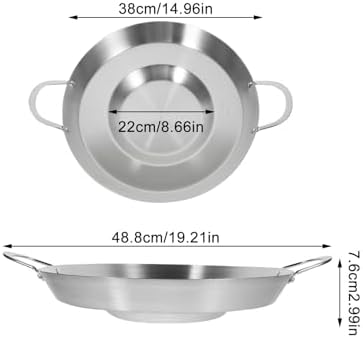 Hemoton Stainless Steel Concave Frying Pan 38cm Flat Bottom - Image 2