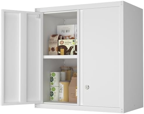 IRONFFICE Wall Cabinet,Metal Storage Cabinet with 2 Doors,Locking Wall Cabinets for Office,Home,White by IRONFFICE
