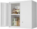 IRONFFICE Wall Cabinet,Metal Storage Cabinet with 2 Doors,Locking Wall Cabinets for Office,Home,White by IRONFFICE