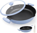 14 Inch Large Deep Frying Pan Skillet with Lid, Saute Pan Nonstick by Bobikuke