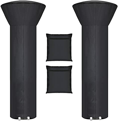 [2 Pack] Patio Heater Covers with Zipper and Storage Bag,Waterproof,Dustproof,Wind-Resistant,Sunlight-Resistant,Snow-Resistant,Black,89'' Height x 33" Dome x 19" Base by HUALEDIBrandHome