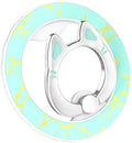 Magnetic Phone Ring Holder for MagSafe, Cartoon Cat Snap, Green by DATIMIRA