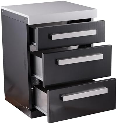 Mont Alpi 3-Drawer Right Cabinet Module - Black Stainless Steel | Soft-Close Slides | White Granite Top | Fits MAi805 & MAi400 | 25" W - Image 5