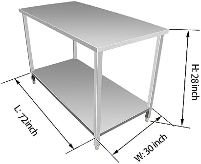 Outdoor Prep Table Cover 72''L x 30''W x 28''H,Heavy Duty Waterproof 600D Furniture Cover for Stainless Steel Food Table,Cart Prep Table,Coffee Table,BBQ Grill Table,Dining Table Office Desk - Image 2