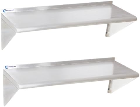Stainless Steel Shelf 2 Pack 14"x48", Wall Mounted Metal Shelves by SWOTCATER