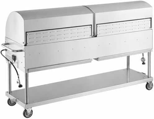 Commercial Stainless Steel Outdoor Liquid Propane Grill with Dual Roll Dome Lids, 72" Cooking Surface, 10 Burners, 160,000 BTU, for Restaurant Patio, Resort, Catering, Outdoor Kitchen, Hotel - Image 2