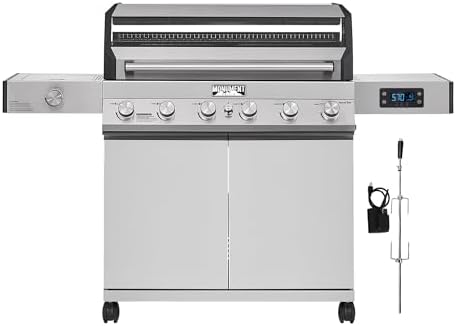 Monument Grills Denali Series, 6-Burner Convertible Natural Gas Smart bbq Grill Stainless Steel Denali 605 with Rotisserie Kit (Without Conversion Kit) by MonumentGrills