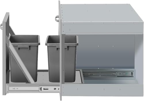 Outdoor Kitchen Drawer Combo, BBQ Access Trash Drawer Combo, Stainless Steel Outdoor Kitchen Trash Drawer For BBQ Island, Grilling Station (Drawer Combo-28Wx20.1Hx19.7D with Handles) - Image 5