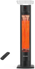 ThermoMate Outdoor Indoor Electric Patio Heater, 1500W 38.5" Portable Tower Infrared Heaer, IP55 Rated Space Radiant Heater with Remote, Timer, Tip-over Protection for Backyard, Restaurant & Garage by ThermoMate