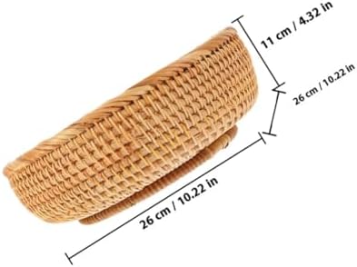 Vintage Rattan Woven Rattan Fruit Basket, round Snack Storage Organizer - Image 2