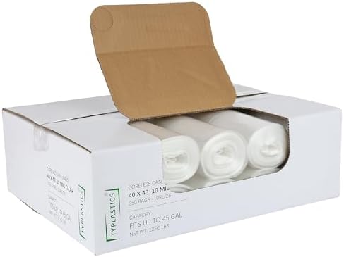 TYPLASTICS 40-45 Gallon Clear Trash Can Liners - 40" x 48" by Typlastics
