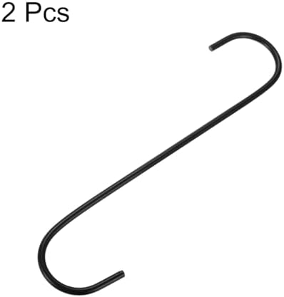 HARFINGTON 2pcs Long S Hooks 8 Inch Extra Long Metal S-Shaped Hanging Hooks High Manganese Steel S Hanger Storage Organizing Tool for Kitchen Garden Bathroom Garage Closet, Black - Image 3