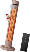 Patio Heater for Outdoor 1500W 8 Heat Levels 8H Timers Oscillation Carbon Fiber Heating Tip-Over&Overheat Protection Waterproof Electric Infrared Heater with Remote Brown by sundate