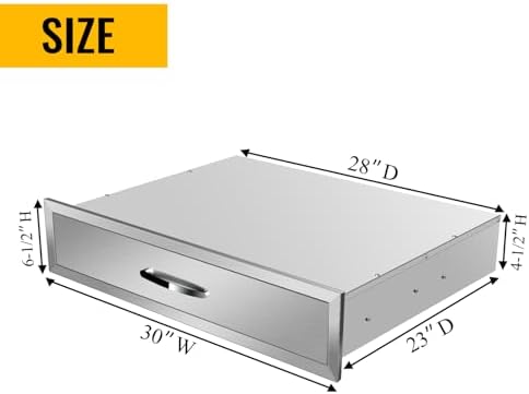 Pull Out Trash Drawer, Lower Sliding Rails Stainless Steel Roll Out Trash Bin Pull Out Tray With Handle For Outdoor Kitchen BBQ Island Grill Station,Single Drawer - Image 2