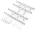 SpaceAid Bamboo Drawer Dividers with Inserts and Labels, Kitchen Adjustable Drawer Organizers, Expandable Organization for Home, Office, Dressers, 4 Dividers with 9 Inserts (17"-22" White) by SpaceAid