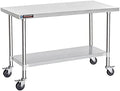 DuraSteel 24x60 NSF Stainless Steel Cart - Heavy Duty Food Prep Table with Undershelf - Rolling Kitchen Island on Wheels for Commercial Restaurant Kitchen, Garage, Outdoor Cooking, BBQ Grill, Counter by DuraSteel
