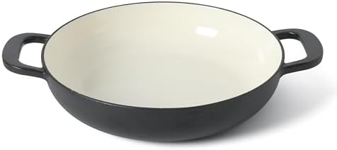 Martha Stewart Gatwick Enameled Cast Iron Braiser with Lid, 3.5-Quart Braiser Pan for Stovetop & Oven, Cast Iron Braising Pan with Gold Knob, Matte Black - Image 5