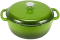 Amazon Basics Enameled Cast Iron Dutch Oven Pot With Lid, 4.3-Quart, Round, Dual Handles, Heavy-Duty, Oven Safe for Stews, Roasting & Baking, Green by AmazonBasics