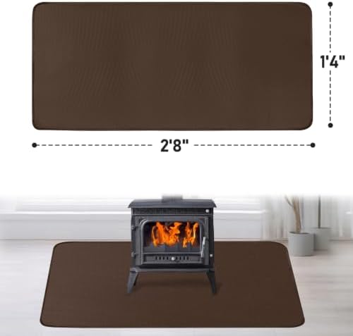 Fireproof Fireplace Rug for Home Protection, 2'8'' x 1'4'' x 0.04'', Brown - Image 2