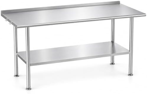 Atelicf NSF Stainless Steel Prep Table 30X72 inch with Backsplash by Atelicf