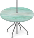 Fitted Round Tablecloth with Umbrella Hole and Zipper Green Stripes Texture Outdoor Elastic Table Cloth 36"-44" Oil-Proof Waterproof Gradient Patio Table Cover for Party Outdoor by GzLeyigouHomeKitchen