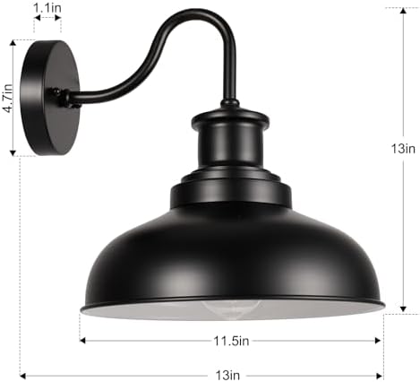 Outdoor Barn Lights Outdoor Wall Sconces Farmhouse Exterior Wall Mount Light Vintage Outside Wall Lighting Fixture Industrial Black White Lanterns for Porch, Entryway, Garage, 2 Pack - Image 5