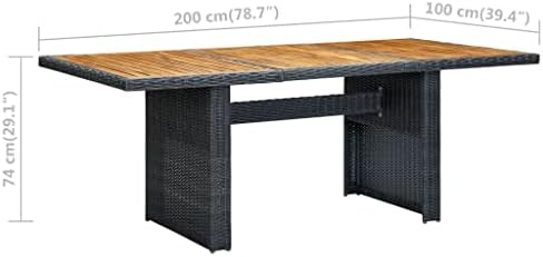 Outdoor Tables Dark Grey Patio Table, Solid Acacia Wood Dining Table for Garden, Deck, Balcony, Exterior Furniture for Outside, 78.7 in. - Image 2