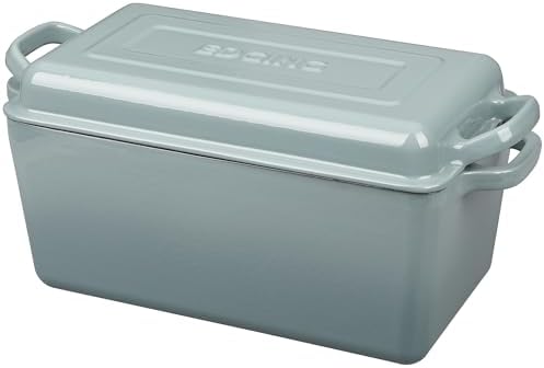 EDGING CASTING Enameled Cast Iron Dutch Oven, Oblong Bread Oven for Sourdough Bread Baking, Baking Pan, Dual Handles, Oven Safe, 4 Quart, Seasalt - Image 3