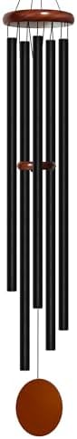 Bursvik 60" Aluminum Wind Chimes for Outside (Black), 5 Heavy Duty Tubes by BursvikWindChimes
