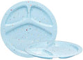bzyoo 11-Inch Divided Plates Set of 2, 100% Melamine Portion Control Plates for Adults & Kids, Modern Confetti Pattern, BPA-Free & Dishwasher Safe, Ideal for Camping, RV, and Daily Use (Blue) by bzyoo