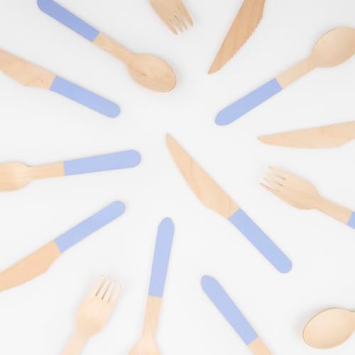 Meri Meri Wooden Cutlery Set (Pack of 24), Made from Birch Wood, Natural Colors, Stylish Disposable Cutlery Set, Perfect for Birthday Parties, Picnics & BBQs, For Adults & Kids - Image 2
