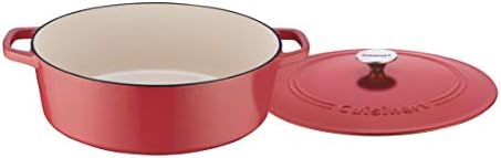 Cuisinart Chef's Classic Enameled Cast Iron Dutch Oven with Lid, Porcelain Enameled Interior, Oven Safe, Induction Compatible, 7-Quart, Oval, Peony Pink - Image 4