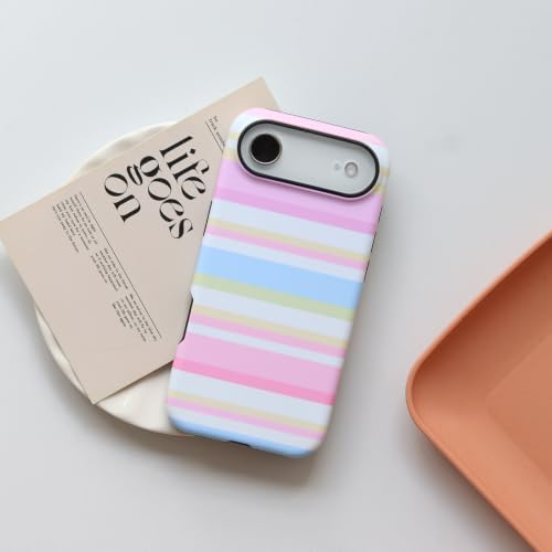 for iPhone Air Case, Magnetic Matte Frosted Dual-Layer Striped Phone Case for Women, Retro Aesthetic Cover Compatible with MagSafe Accessories - Pastel Dream - Image 2